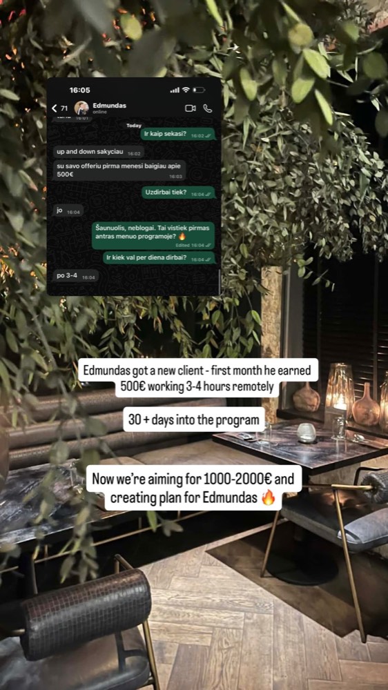 Edmundas: pirmą mėnesį €500 dirbant 3-4 val nuotoliu