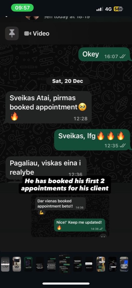 Studentas: pirmi 2 užbookinti appointmentai jo klientui